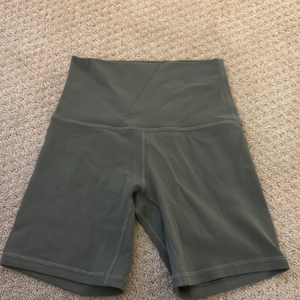 High-Waisted Sage Green Align Biker Shorts 6inch